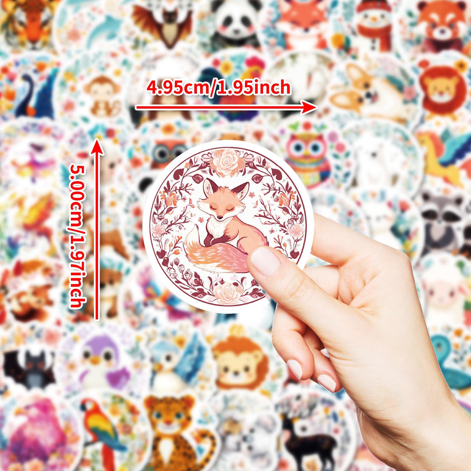 

50 Hand-drawn Cartoon Jungle Animals Mix and Match Doodle Stickers Waterproof Stickers Decorative Skateboard Water Cup