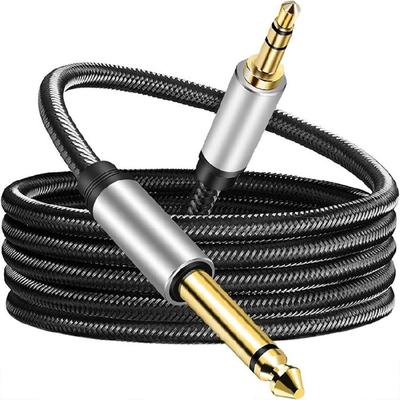 Nylon Braided Stereo- Audio Cable 3.5mm TRS To 6.5mm TS Male To Male AUX-Jack