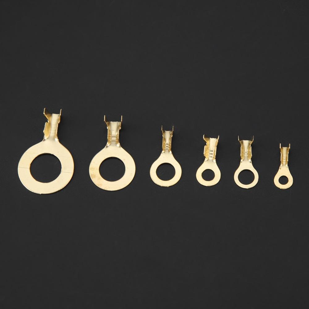 150PCS Durable 6 Types O-Type Terminal Brass Material Round Shape Brass Wiring Connector Round Bare Terminal Wire Termination