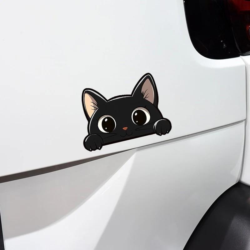 Black Kitten Cartoon Car Sticker Vinyl Decal Waterproof Scratch Cover Cute Animal Design for Auto Motorcycle Vehicle Body