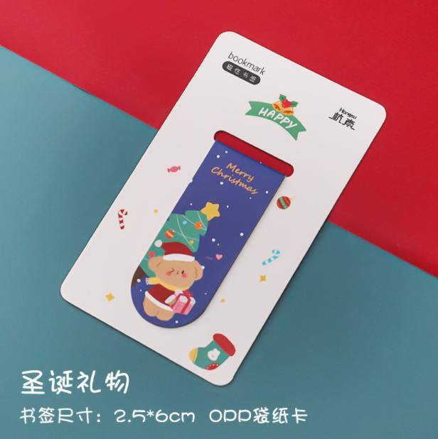 

5Pcs Cartoon Magnetic Bookmark Cute Office Supplies Kawai Christmas Teacher Gift Paper Book Page Book Marks Christmas Bookmark