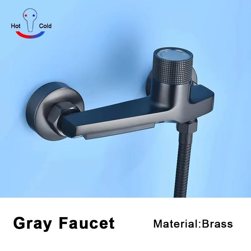 Copper mixed water bathtub faucet, waterfall, small body, wall-mounted installation, hot and cold faucet