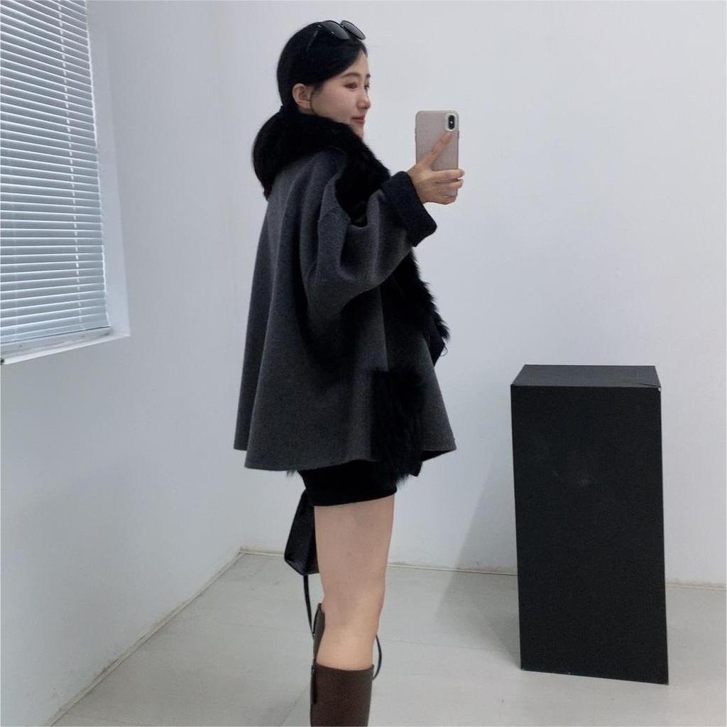 Nouă haină de blană pelerina mare guler de blană îmbrăcăminte scurtă