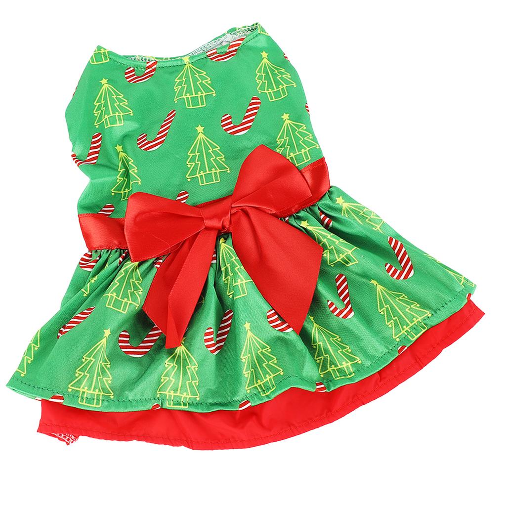 Hunde Kleid Mode Niedliches Weihnachtsbaum Muster Welpen Sommerkleid für Weihnachtsfeier Täglich L