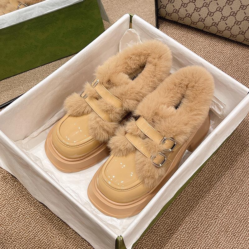 

Черные маленькие кожаные туфли женские зимние бархатные теплые французские туфли Мэри Джейн на высоком каблуке толстый каблук платформа лоферы пушистые туфли 40