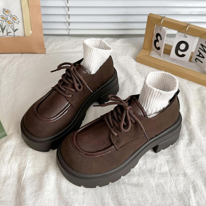 Fashion Retro Suede Platform Women Mary Janes Shoes Fashion Casual Loafers Female Footwear New Round Toe Oxfords Shoes JK Lolita shoes