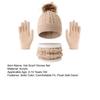 3Pcs/Set Women Hat Scarf Gloves Set Solid Color Plush Ball Decor Twist Texture Hat Fleece Lining Neck Warmer Gloves