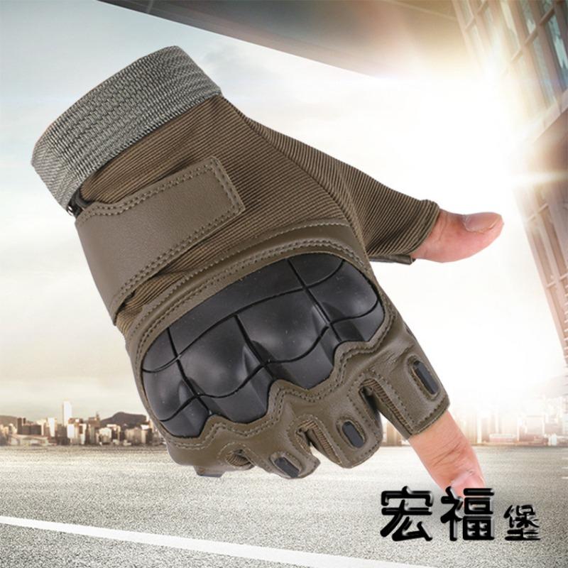 Tactical Gloves Black British Outdoor Riding Military Fans Anti-Cut Field Performance Sports Fitness Hard Shell Half Finger Gloves