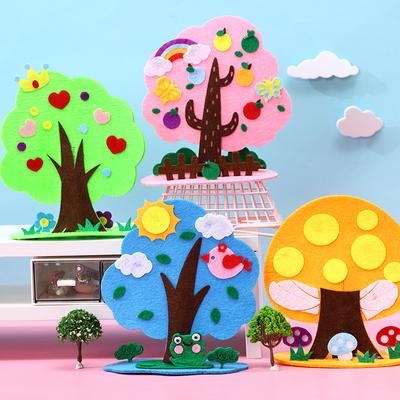 Kinder DIY dreidimensionaler Vier-Jahreszeiten-Baum Kindergarten Vlies Blumen- und Baumschutzmaterialpaket