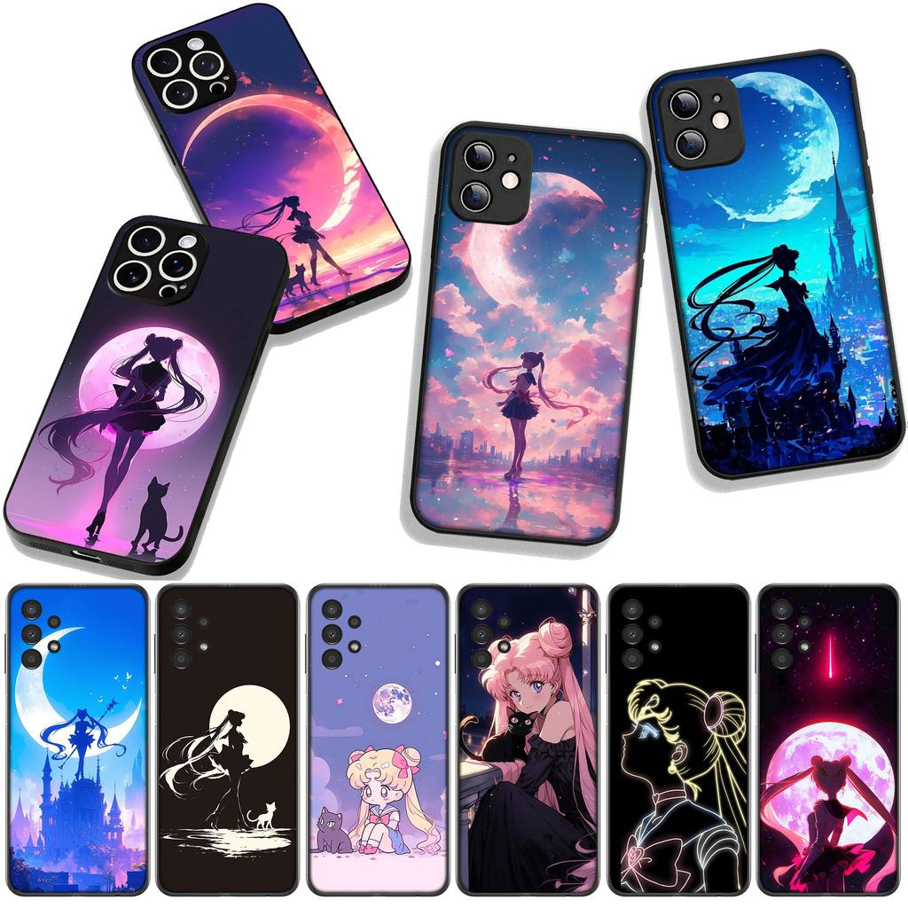 Anime S-Sailors Cartoon Moons Handyhülle für Samsung Galaxy A36 A17 A26 A07 A35 A54 A53 A13 A33 A34 S8 S9 S20 S21 FE S10 Plus