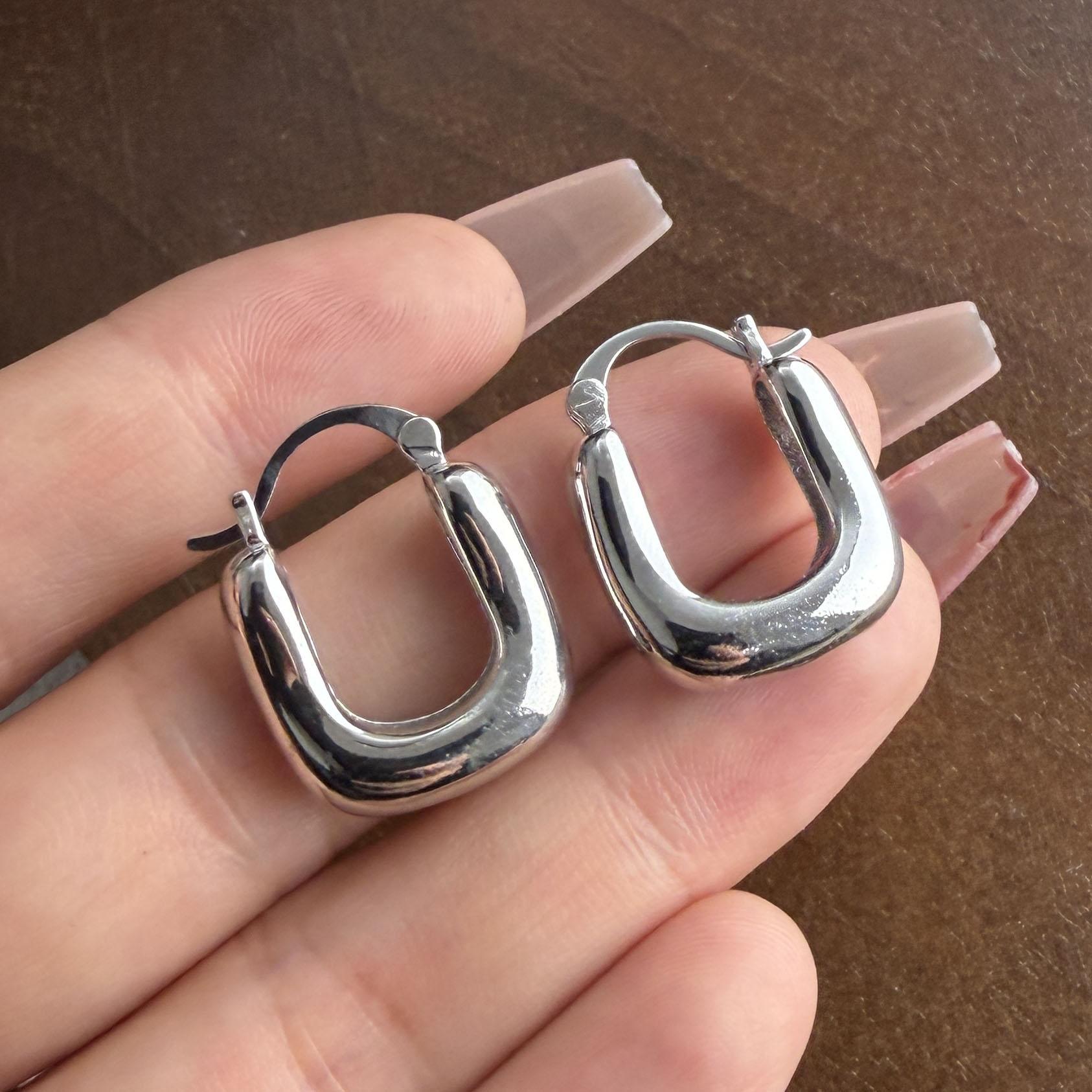 

925 Sterling Silver Earrings For Women Trendy Geometric Gold Heavy Earring Jewelry Prevent Allergy Party Gift Accessories