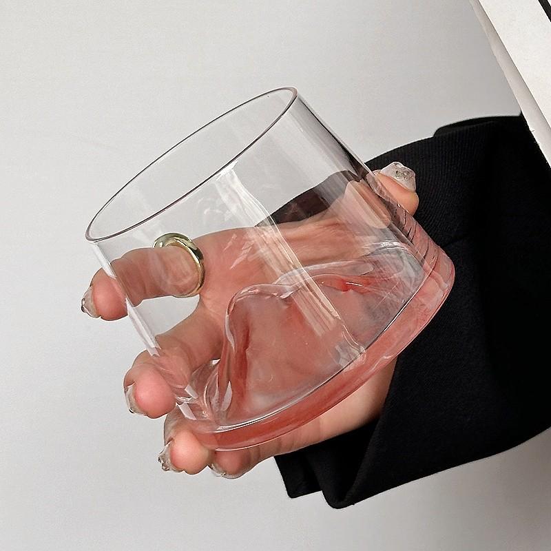 Ins Style Mt. Fuji Creative Pink Glass: Elegant Mountain Range Whiskey & Liquor Cup