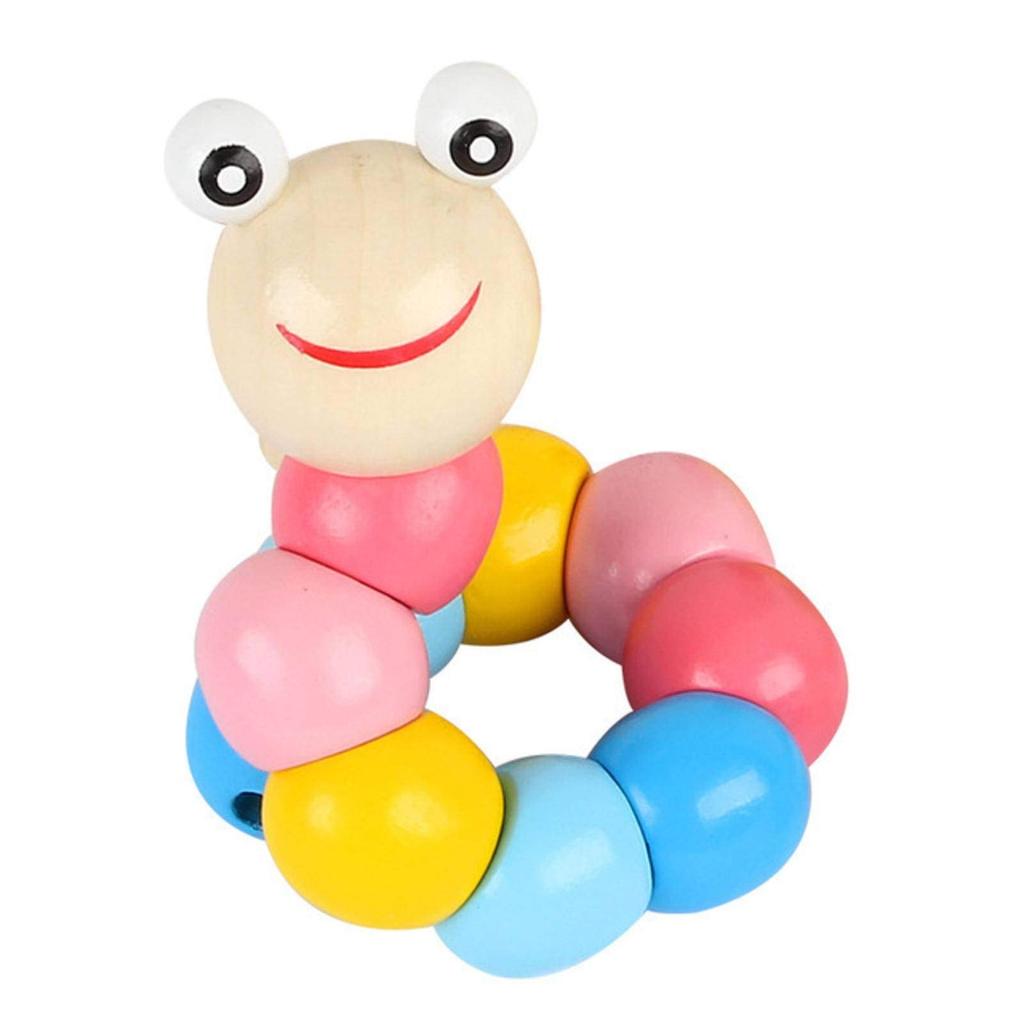 Montessori Wooden Toys Baby's Adorable Caterpillar Puppet Bright Color Kids Early Education Learning Toy for Boy Girl Gifts