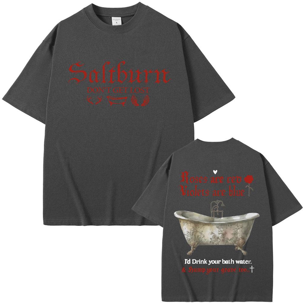 Movie Saltburn Don't Get Lost Graphic T-shirts Unisex Unisex Cotton Oversized T Shirt Unisex's Fashion Vintage Tshirt Trend Streetwear
