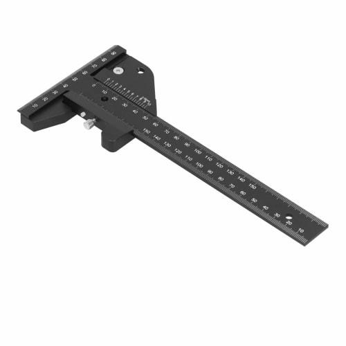 BIKING Carpentry Marking Ruler, Woodworking Ruler, Aluminum Alloy T-Type Scriber, Carpentry Measurement Marking Gauge Tool, Black