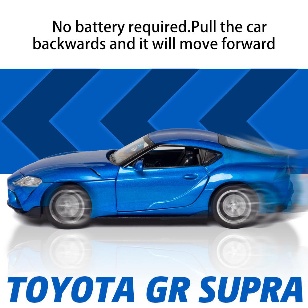 1/32 Scale Toyota GR SUPRA Sports Diecast Car Model Toy, Pull Back Toy Vehicle with Sound and Light for Kids Toddler Boys Girls Gift Collection