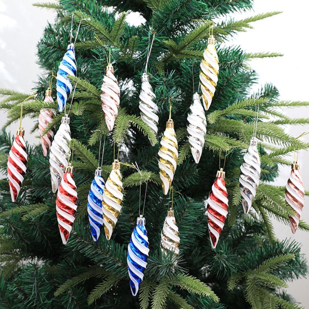 

6pcs Hanging Spike Spiral Christmas Balls Cartoon Christmas Tree Decoration Children Gifts