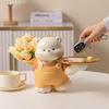 Minimalist Doudou Bear Decorative Tray with Artificial Tulips