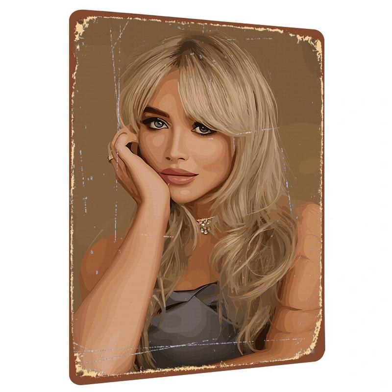 

Fashion Blonde Woman Art Portrait Custom Metal Tin Painting Modern Home Decor Wall Hanging 20x30cm（7.8x11.8inch）