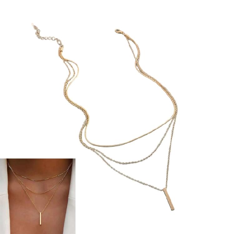 Gold Silber Layering Halskette Leichte Legierung Schmuck Mehrschichtiges Design Stapelbare Kette Für Frauen Modisches Geschenk