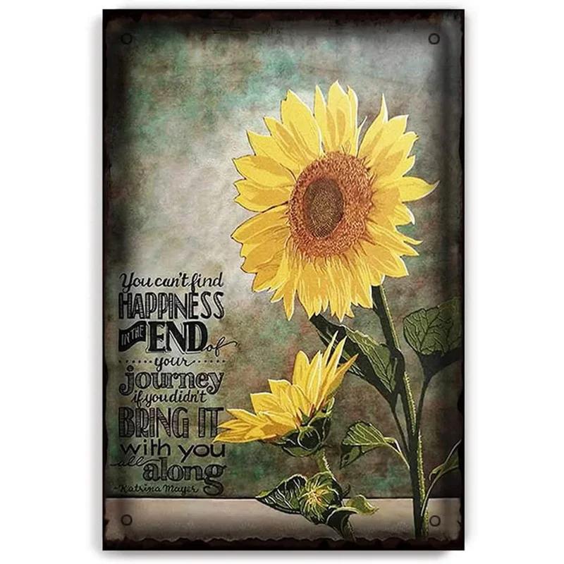 Sunflowers Metal Tin Signs You Are My Sunshine Wall Art Posters Plaque Vintage Iron Painting Decoration for Home Cafe Club Ba
