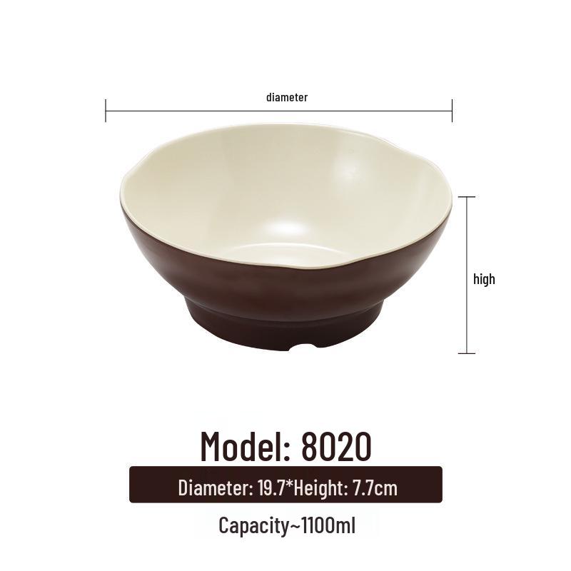 Melamine White Noodle Bowl, Imitation Porcelain, Large Plastic Soup/Rice Bowl for Commercial Use.