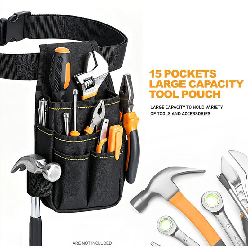Multi-Functional Tool Waist Pouch xford Cloth Belt Storage Holder with 7 Pockets Adjustable Heavy Duty Utility Bag for Home DIY