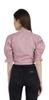 Moomaya Puff Sleeve Crop Top For Women Solid Button Down Collar Designer