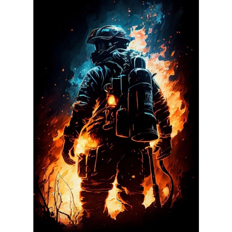 Vintage Brave Firefighter Fire Smoke Firefighter Fire Truck Art Posters Canvas Painting Wall Prints Picture for Room Home Decor
