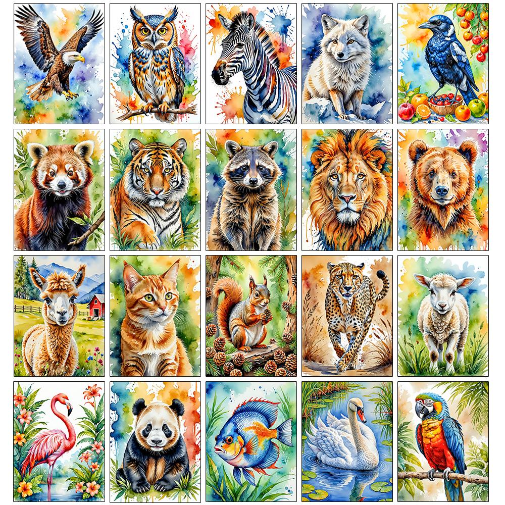 Watercolor Animal Series Diamond Painting Decoration Diy Full Rhinestone Eagle Raccoon Mosaic Cross Stitch Kit Gift