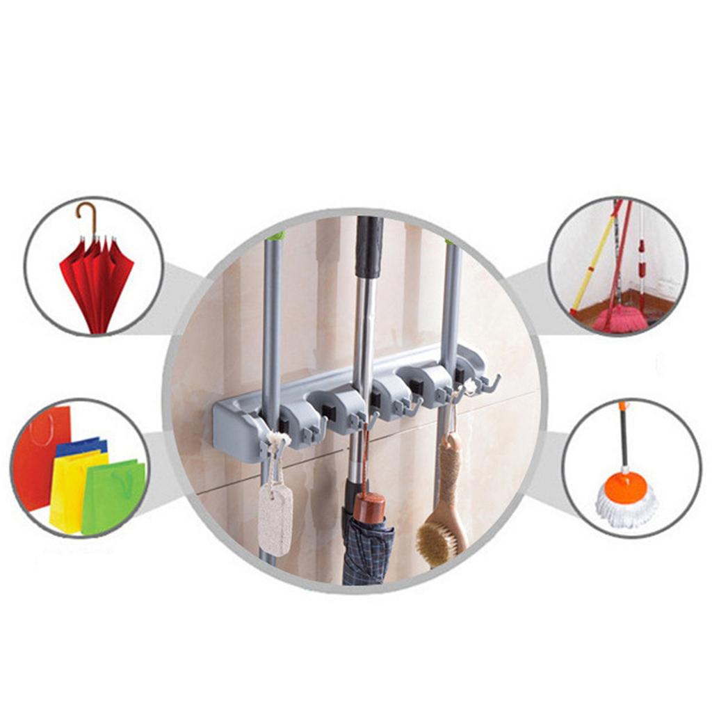 Bathroom Storage Holder Wall Mounted Mop Shelf Durable and Waterproof Plastic Holder for Homes Hotels and Public Places