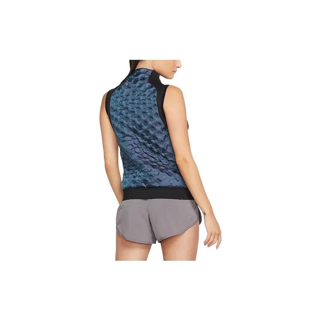 Nike Logo Zip-Up Stand Collar Vest Women Vest Blue BV3852-464