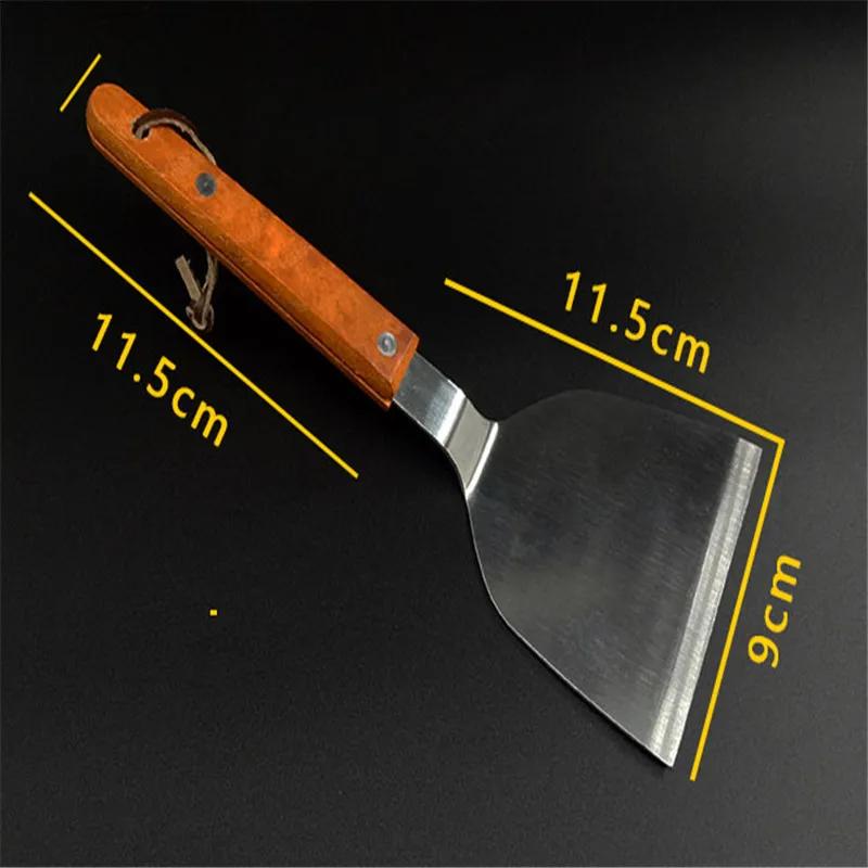 Steak Stainless Steel Fried Shovel Spatula Pizza Grasping Cutters Spade Pastry cake BBQ Tools Wooden Handle Kitchen Utensils