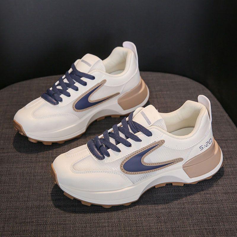Agan Women s Waffle Sole Heightening White Spring 2026 Casual Dad Shoes Size 39 синий