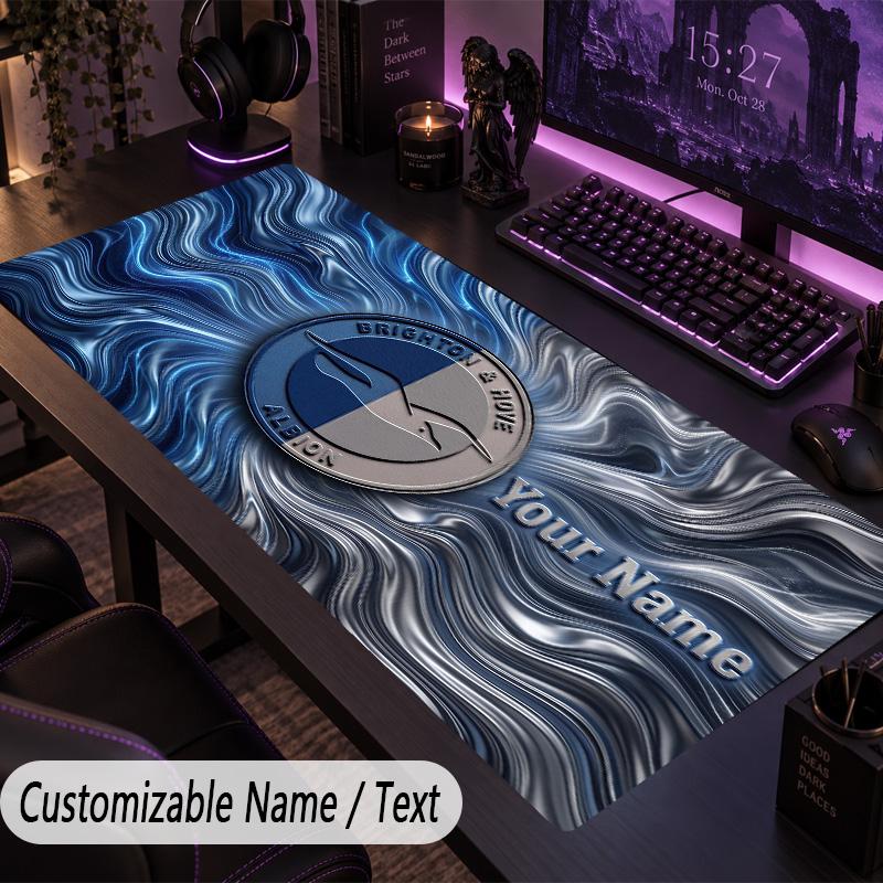 Custom Text Big Mousepad, Extended Desk Pad For Laptop Work GameBrighton & Hove Albion Football