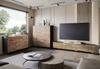 120 cm living room chest of drawers on legs, black graphite, MDF fronts wotan herringbone
