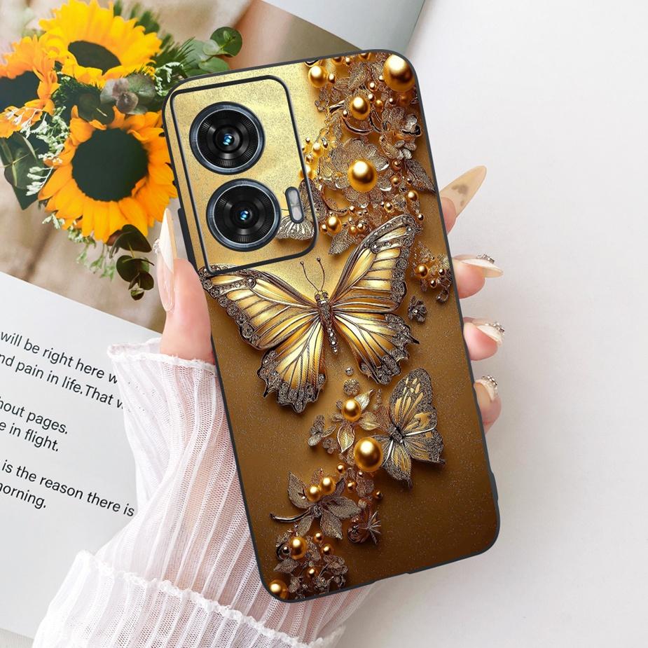 For Motorola Edge 50 Fusion Case XT2429-1 Stylish Butterfly Painted Cover Soft TPU Phone Case For Motorola G96 G 96 MotoG96 Bags