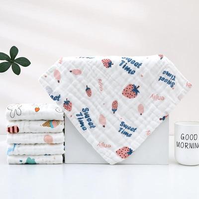 Water-absorbent and Sweat-absorbent Cotton Gauze Square Towel Handkerchief Environmental Hygiene Random Colour Delivery