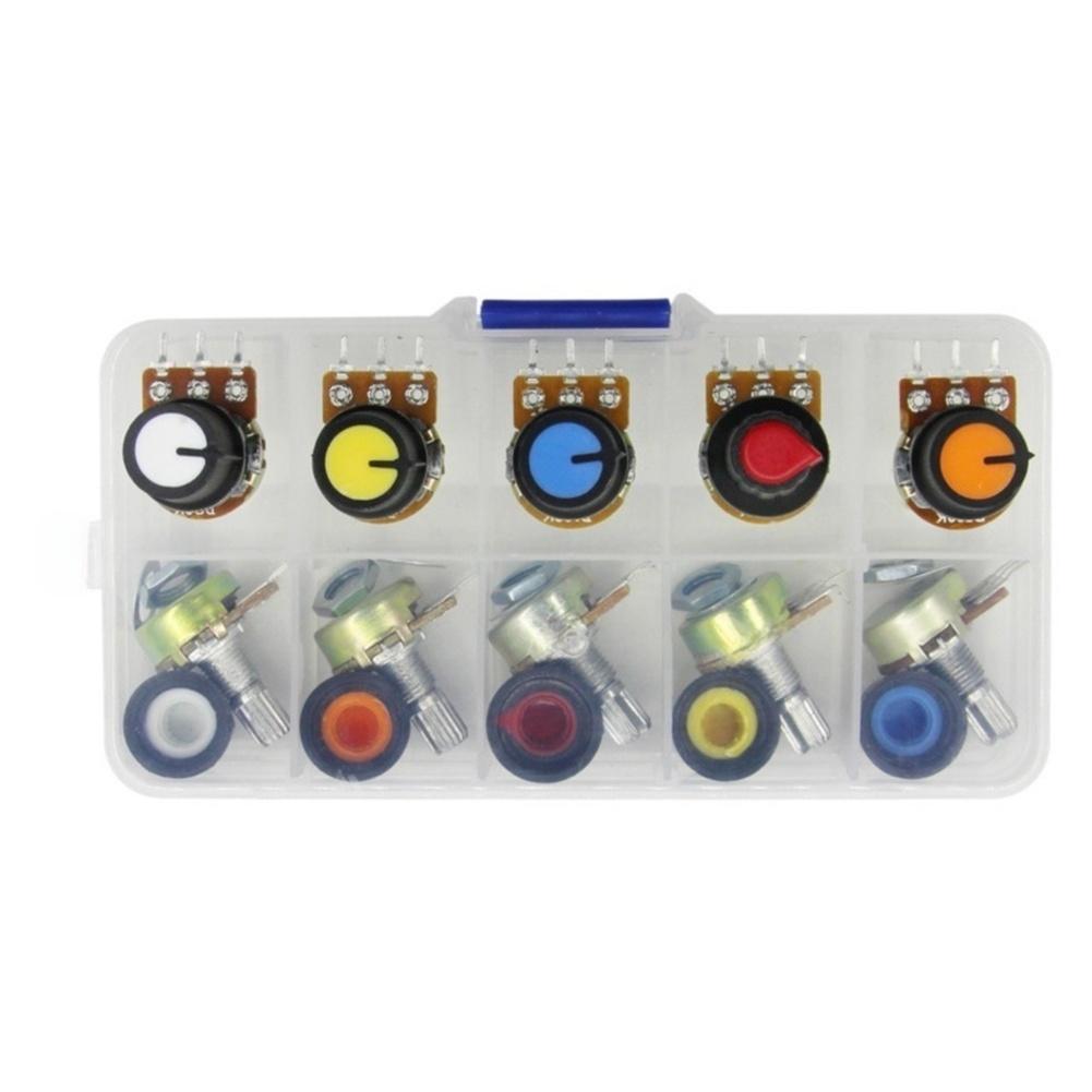 10PCS 15mm For WH148 Knurled Shaft 3 Terminals Linear Rotary Potentiometer Kit Includes Washers And Nuts Potentiometer