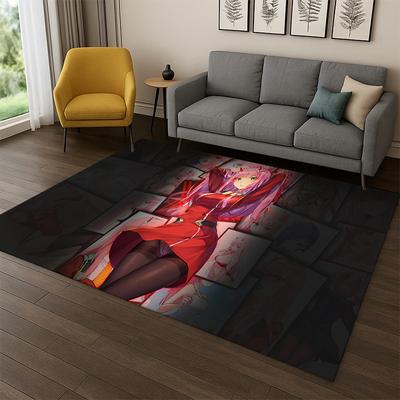 Sexy Girl Zero Two DARLING In FRANXX Cartoon Carpet Rug for Bedroom Living Room Sofa Doormat Home Decor,Kid Area Rug Non-slip