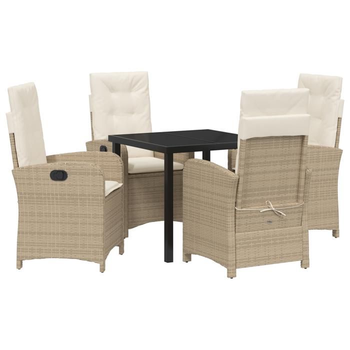 VidaXL Ensemble de salle à manger de jardin 5 pièces avec coussins en poly rattan beige 3380282