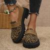 Large size leopard print new platform thick heel fashion one-pedal small leather shoes