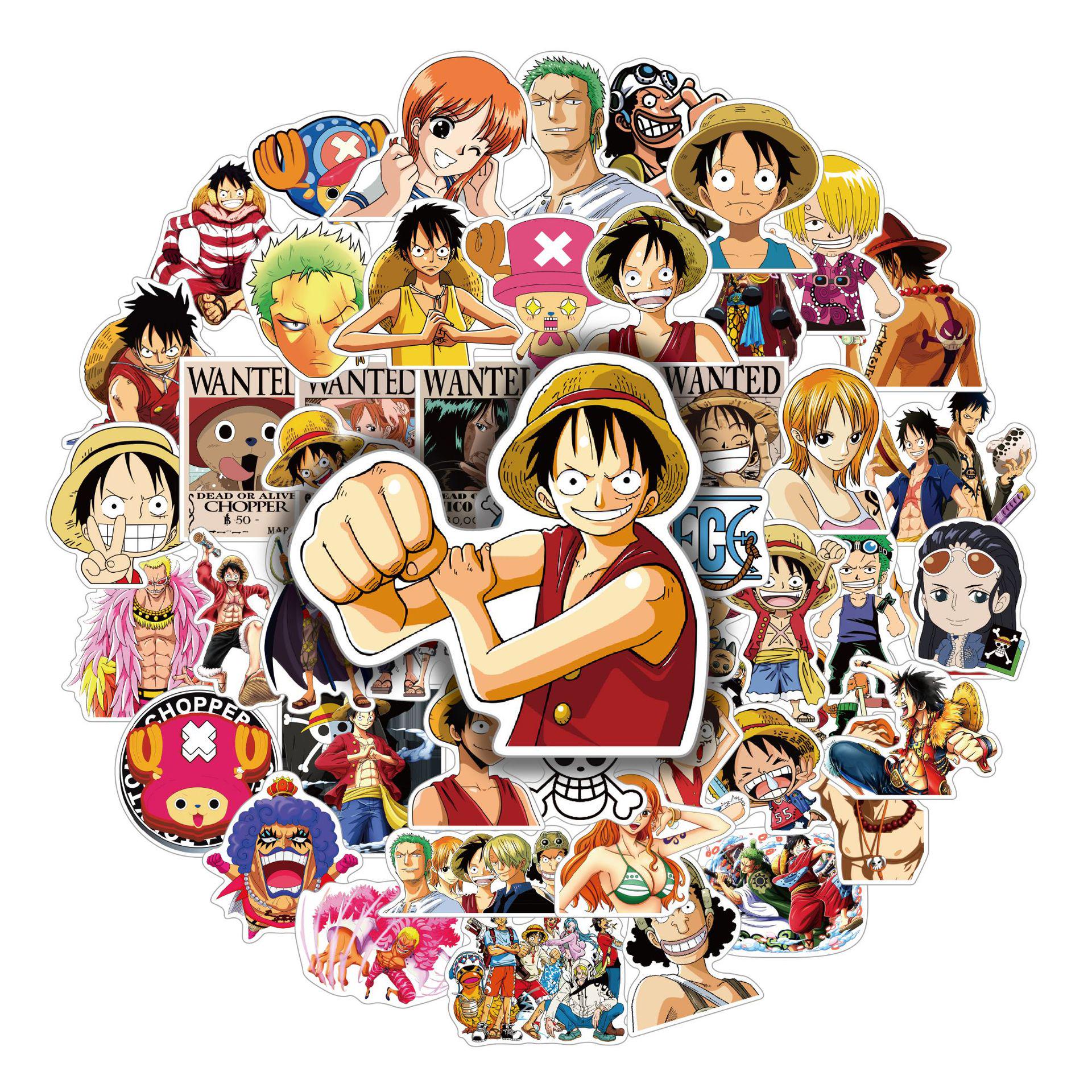 50 Аниме-стикеров One Piece: Ноутбук, Бутылка для воды, Багаж, Наклейки для телефона DIY