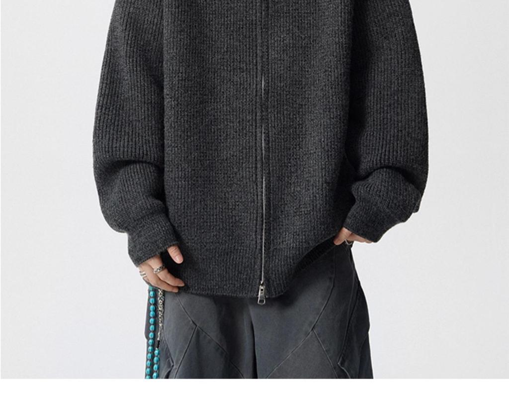 Men's Retro Stand Collar Zipper Cardigan - Trendy Autumn Knitwear Jacket