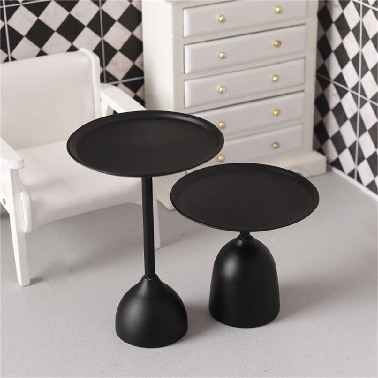 Life Like Iron End Table 1/12 Scale Miniature Furniture Model Table Figurine For Dollhouses Living Room Scene Decoration