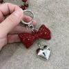 Y2k Key Chains Cute Acrylic Bowknot Pendant Keyring Red Bow Key Chain High Quality Heart Pendant Keychain For Car Decoration