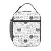 Borsa Termica per Pranzo con Fantasia Gatto Grigio Cartone Animato per Donne Bambini Scatole per Cibo Portatili Pranzo Termico Borsa Tote