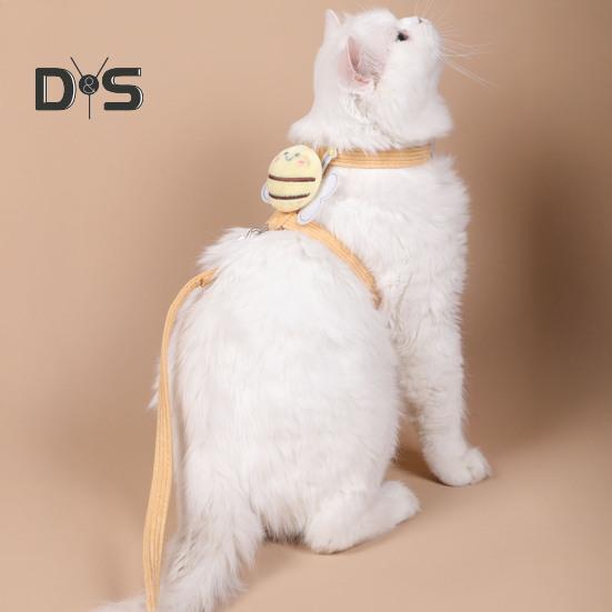 Cat Harness Leash Set Adjustable Cartoon Bee Pet Harness for Small Medium Dogs Cats Escape-Proof Pet Collar Leash for Outdoor Walking