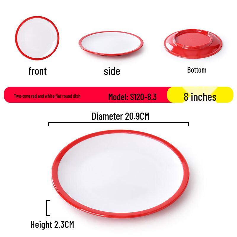 De Rui En Nordic Melamine Round Shallow Dinner Plates