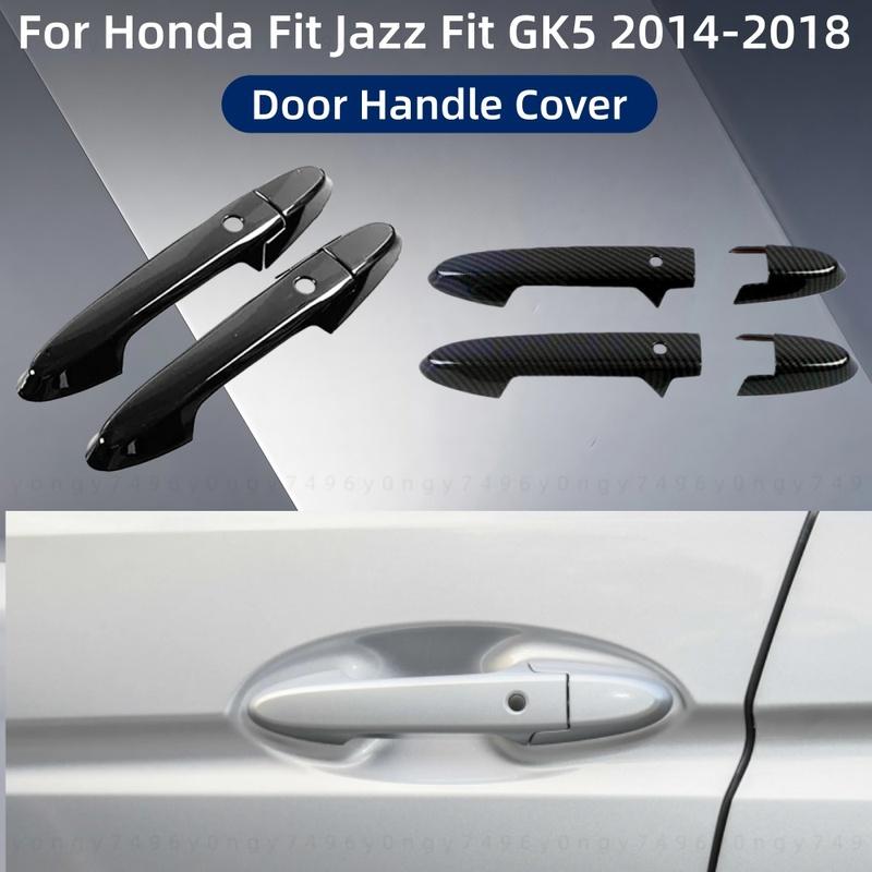 Carbon Car Upgrade Accessorie Plated Exterior Door Handle Cover Trim Paste Style For 2 Door Honda Fit Jazz Fit GK5 2014-2018
